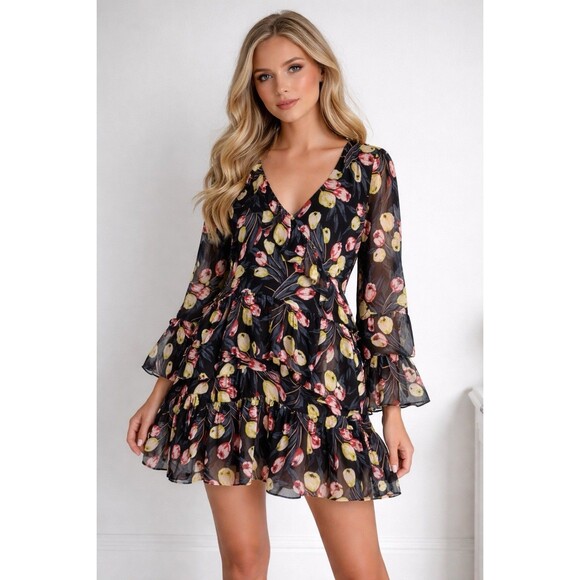 Cirq a Sept Dresses & Skirts - Cirq à Sept Lucie Floral Ruffle Short Dress Size 12